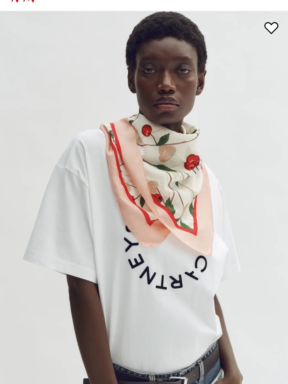 Stella McCartney X HM Cream Floral Silk Scarf with Pink Border